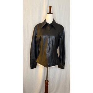Nicola Bertie Black Leather Tailored Jacket 
Size Medium